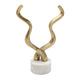 Decorative Horn Sculpture | 15" Gold | Contemporary White Marble Base