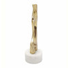 Decorative Horn Sculpture | 15" Gold | Contemporary White Marble Base
