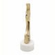 Decorative Horn Sculpture | 15" Gold | Contemporary White Marble Base