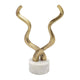 Decorative Horn Sculpture | 15" Gold | Contemporary White Marble Base