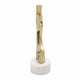Decorative Horn Sculpture | 15" Gold | Contemporary White Marble Base