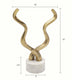 Decorative Horn Sculpture | 15" Gold | Contemporary White Marble Base