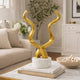 Decorative Horn Sculpture | 15" Gold | Contemporary White Marble Base