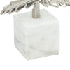 Decorative Maple Leaf Sculpture | 11" Silver Aluminum | White Marble