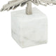 Decorative Maple Leaf Sculpture | 11" Silver Aluminum | White Marble