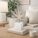 Decorative Maple Leaf Sculpture | 11" Silver Aluminum | White Marble