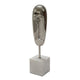 Decorative Face Sculpture | 13" Silver | Contemporary White Marble