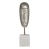 Decorative Face Sculpture | 13" Silver | Contemporary White Marble