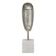 Decorative Face Sculpture | 13" Silver | Contemporary White Marble
