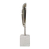 Decorative Face Sculpture | 13" Silver | Contemporary White Marble