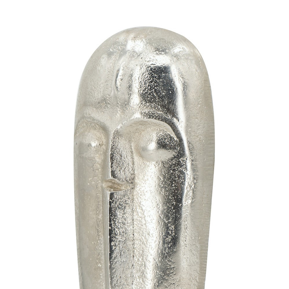 Decorative Face Sculpture | 13" Silver | Contemporary White Marble