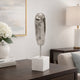 Decorative Face Sculpture | 13" Silver | Contemporary White Marble