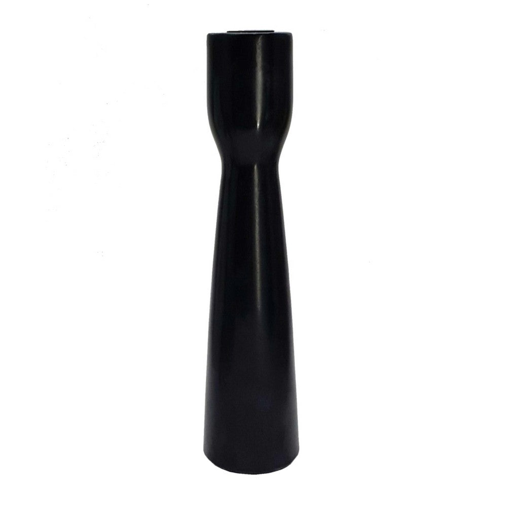 Decorative Modern Candle Holder | 11" Tall Tapered Black Marble Base