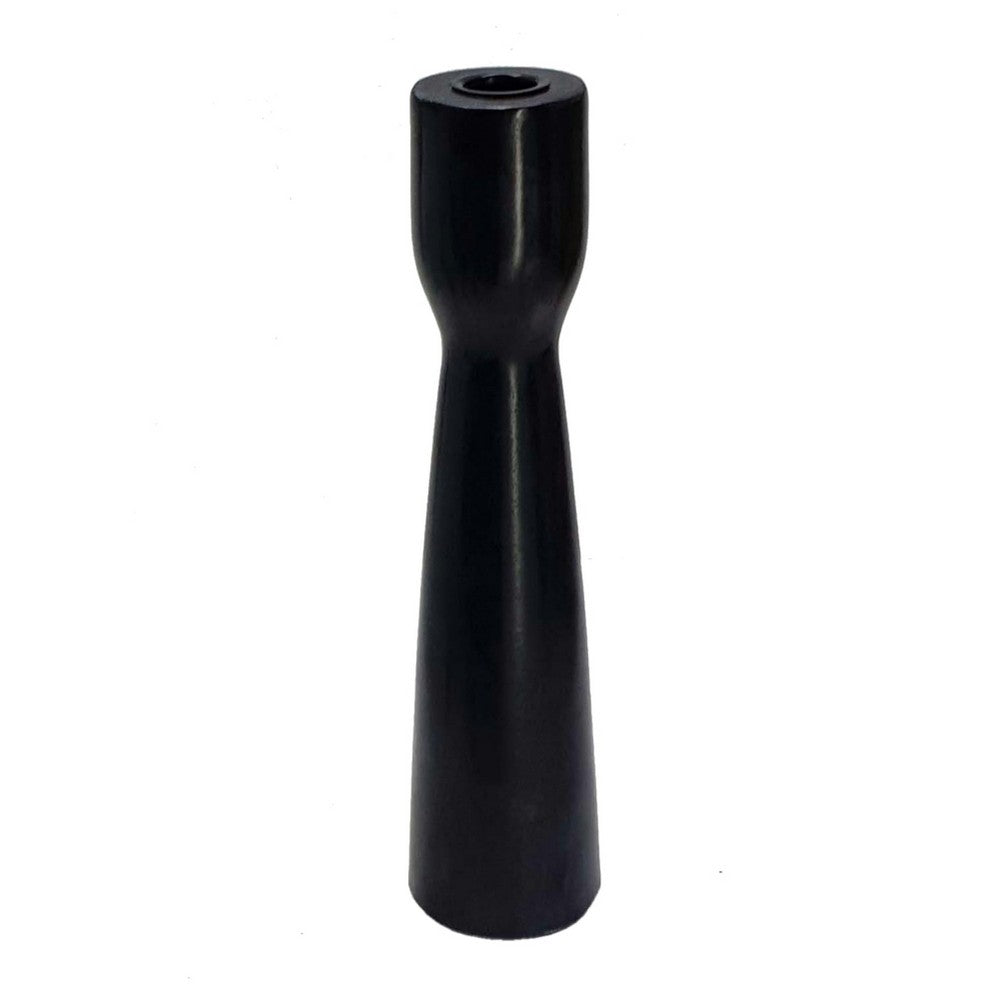 Decorative Modern Candle Holder | 11" Tall Tapered Black Marble Base