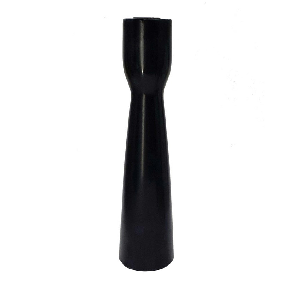 Decorative Modern Candle Holder | 11" Tall Tapered Black Marble Base