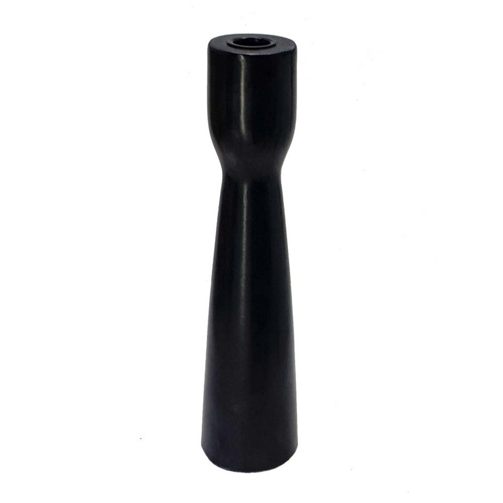 Decorative Modern Candle Holder | 11" Tall Tapered Black Marble Base