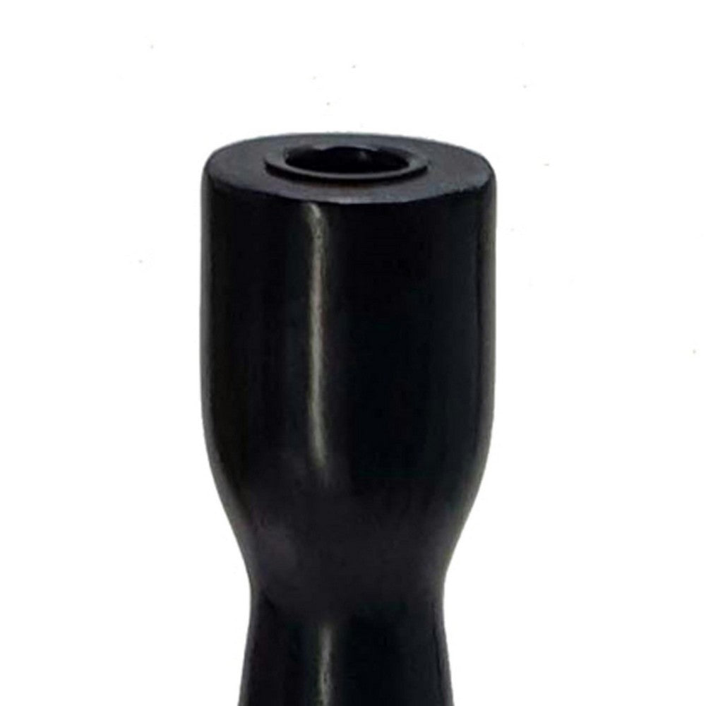 Decorative Modern Candle Holder | 11" Tall Tapered Black Marble Base