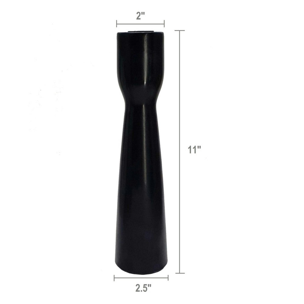 Decorative Modern Candle Holder | 11" Tall Tapered Black Marble Base