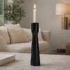 Decorative Modern Candle Holder | 11" Tall Tapered Black Marble Base
