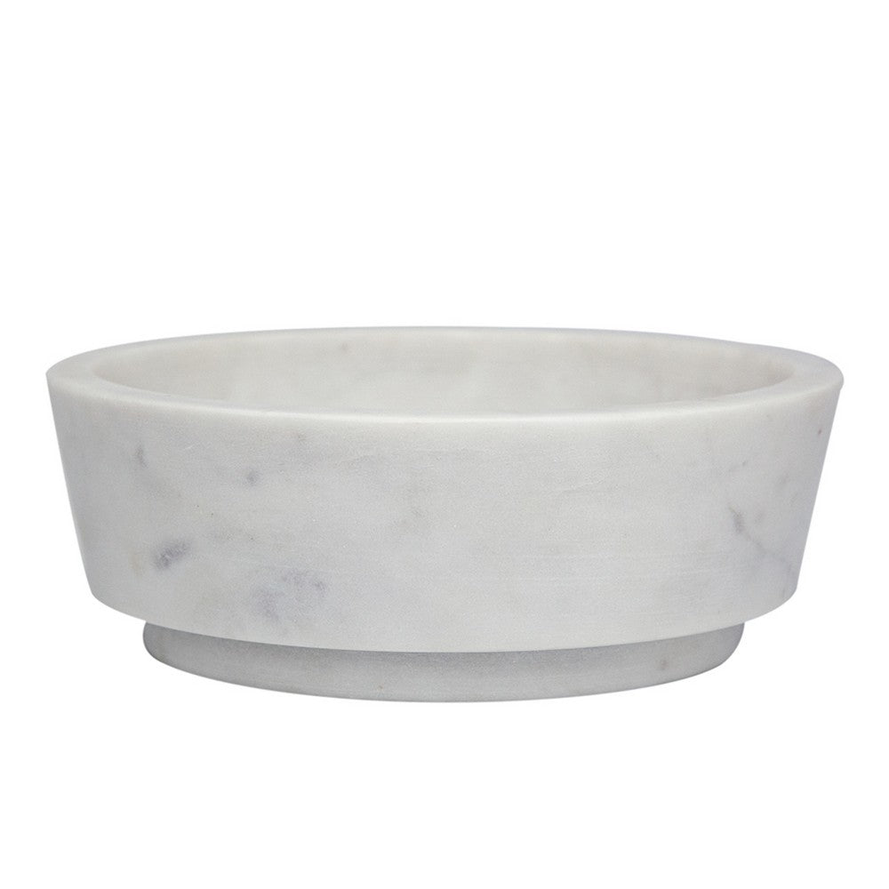 Decorative Accessory Bowl with Raised Edges | 7" Round | White Marble