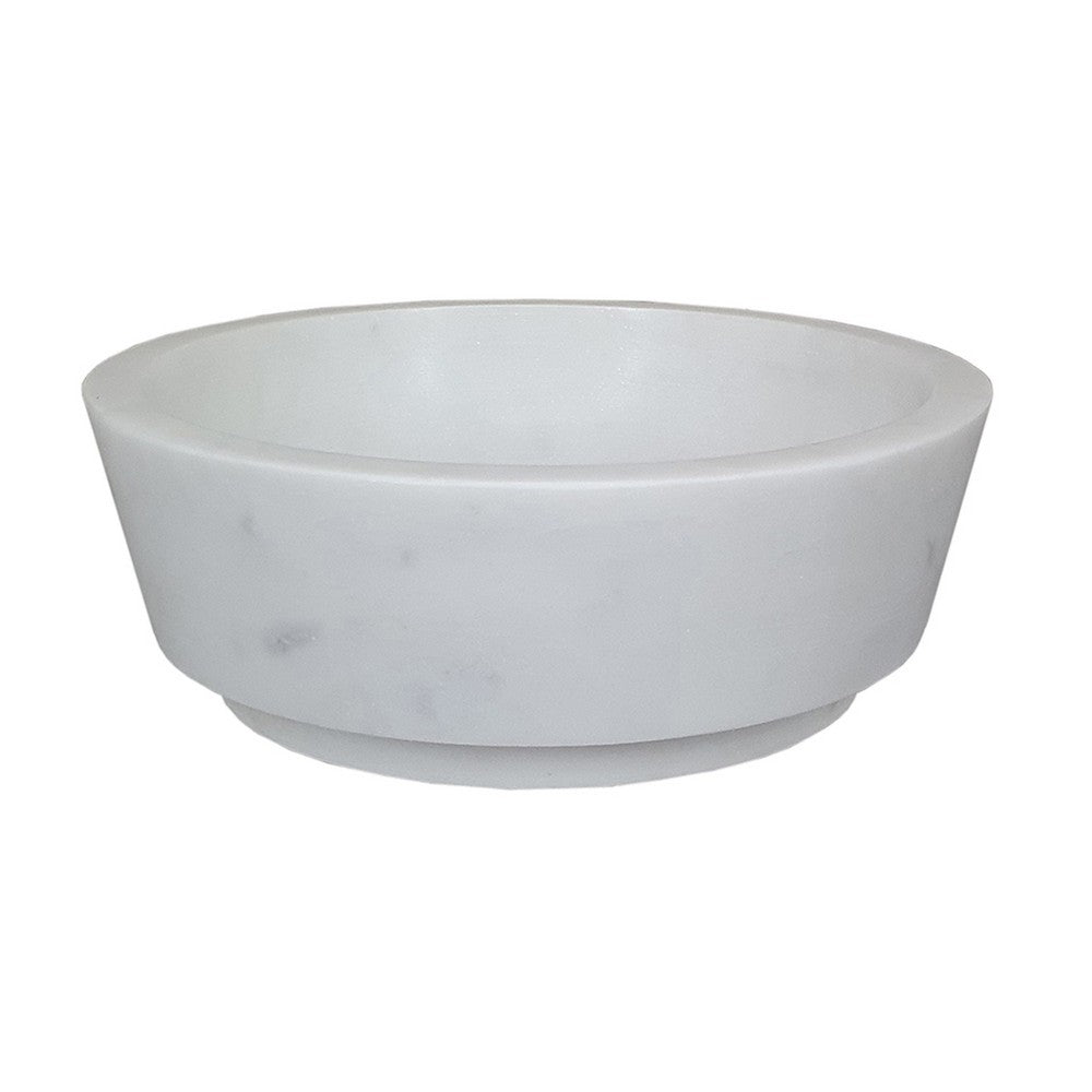 Decorative Accessory Bowl with Raised Edges | 7" Round | White Marble