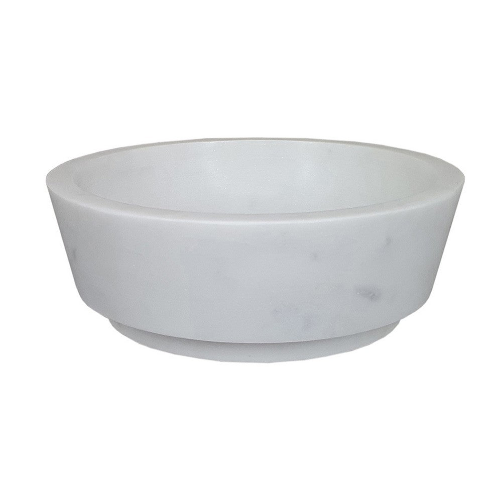 Decorative Accessory Bowl with Raised Edges | 7" Round | White Marble