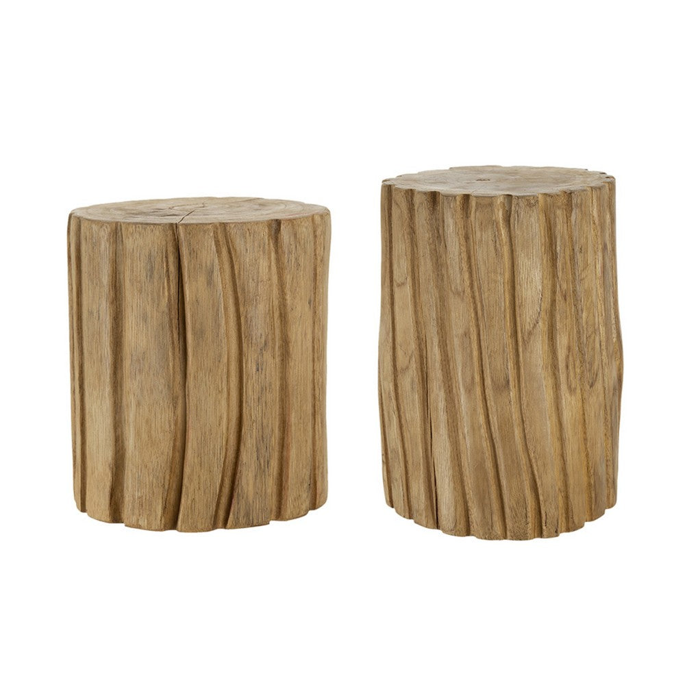 Display Accent Table Set of 2 | Natural Carved Brown Teak Root Stump