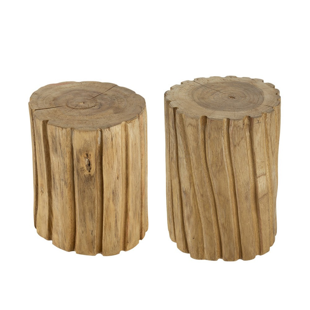 Display Accent Table Set of 2 | Natural Carved Brown Teak Root Stump