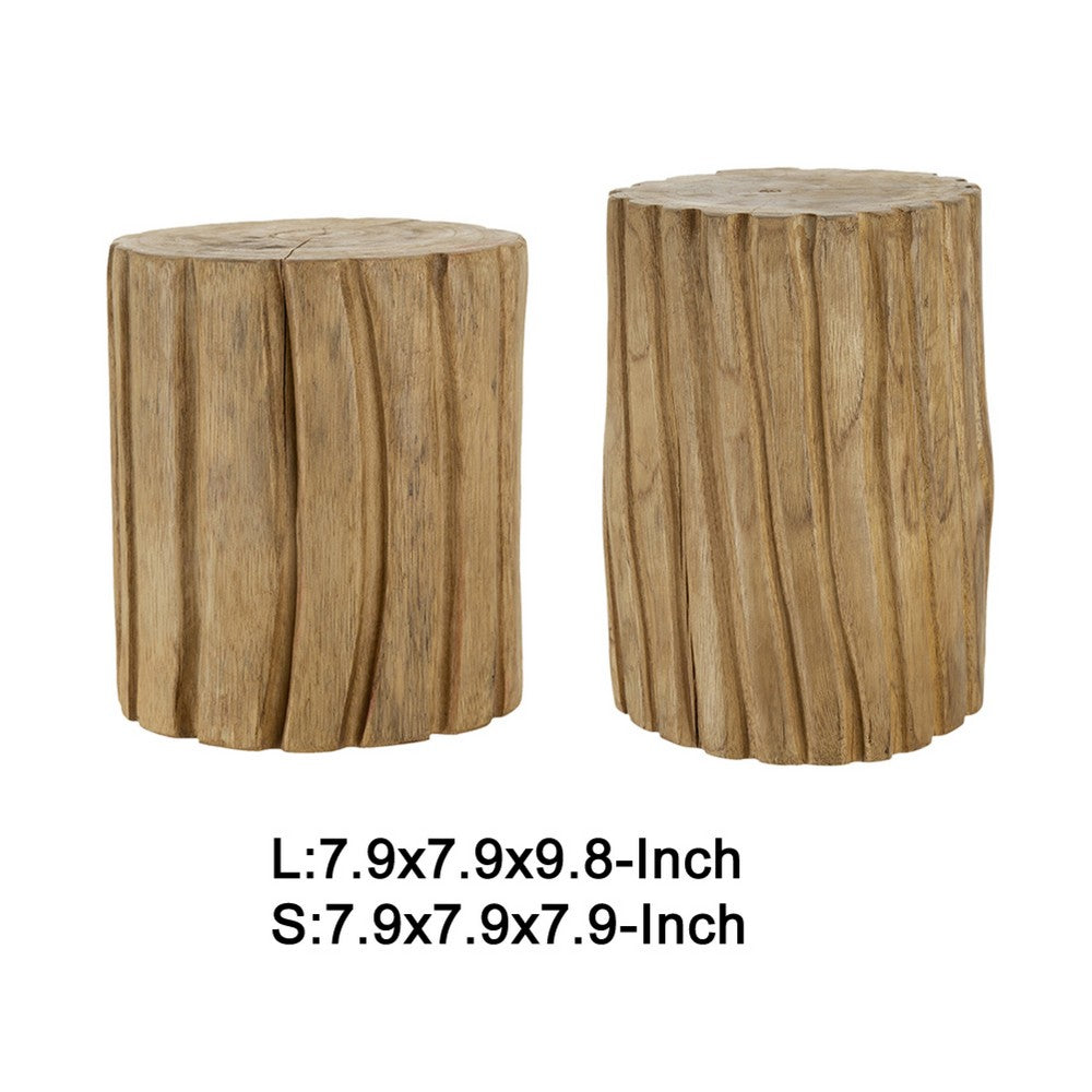 Display Accent Table Set of 2 | Natural Carved Brown Teak Root Stump