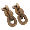 Intertwined Wood Chain Decor Sculpture Set of 2 | Natural Brown Teak Root