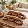 Intertwined Wood Chain Decor Sculpture Set of 2 | Natural Brown Teak Root