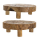Wood Decorative Footed Trays Set of 2 | Sculpted Natural Brown Teak Root
