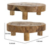 Wood Decorative Footed Trays Set of 2 | Sculpted Natural Brown Teak Root