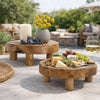 Wood Decorative Footed Trays Set of 2 | Sculpted Natural Brown Teak Root