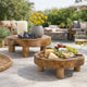 Wood Decorative Footed Trays Set of 2 | Sculpted Natural Brown Teak Root