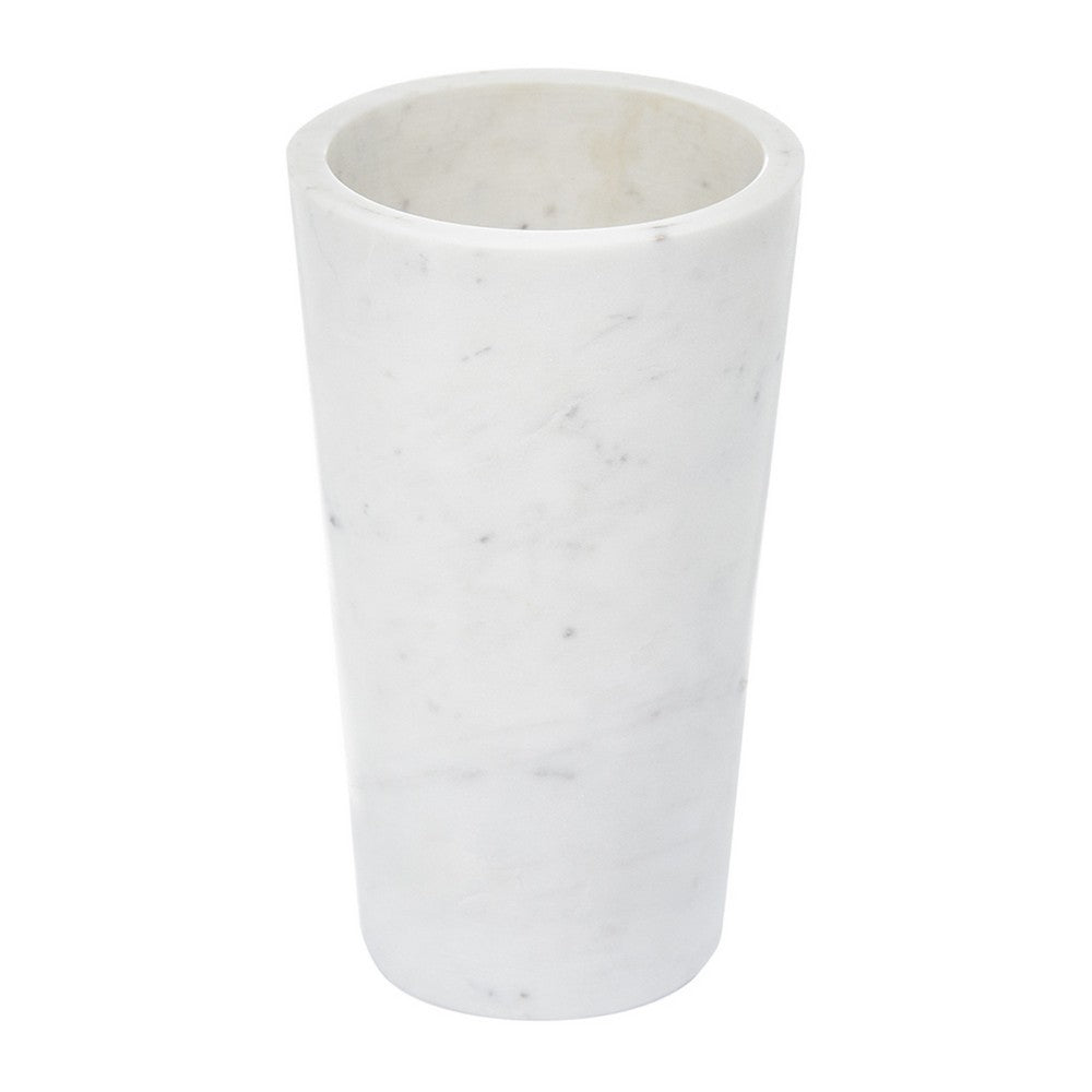 2 in 1 Tapered Candle Holder Flower Vase | 7" Modern White Marble