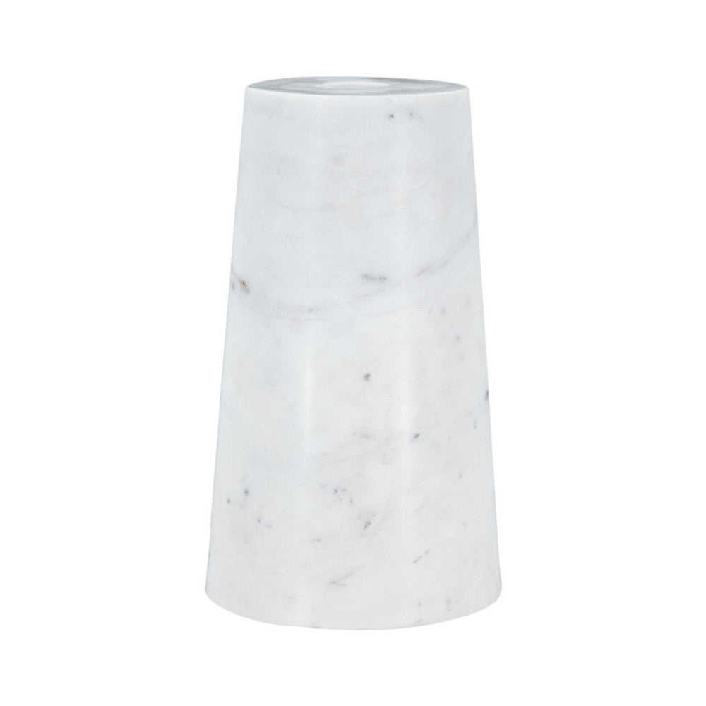 2 in 1 Tapered Candle Holder Flower Vase | 7" Modern White Marble