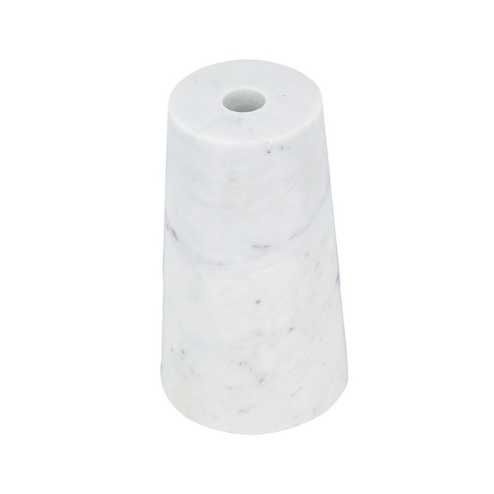 2 in 1 Tapered Candle Holder Flower Vase | 7" Modern White Marble