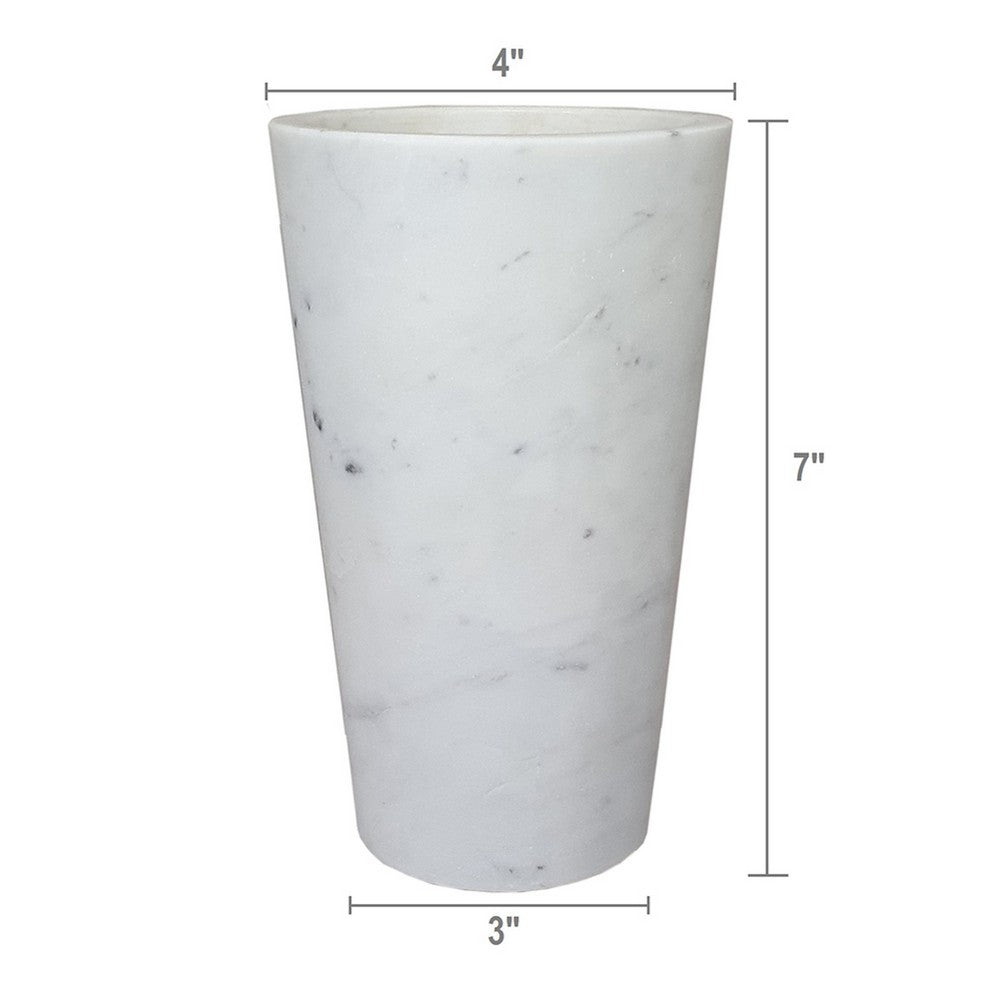 2 in 1 Tapered Candle Holder Flower Vase | 7" Modern White Marble