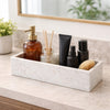 Decorative Tray with Tall Raised Edges | 15" Rectangular White Marble
