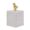 Jemi Decorative Jewellery Box | Gold Bust Accent | 8" White Marble