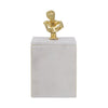 Jemi Decorative Jewellery Box | Gold Bust Accent | 8" White Marble
