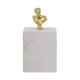 Jemi Decorative Jewellery Box | Gold Bust Accent | 8" White Marble