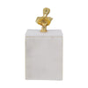 Jemi Decorative Jewellery Box | Gold Bust Accent | 8" White Marble