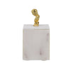 Jemi Decorative Jewellery Box | Gold Bust Accent | 8" White Marble