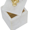 Jemi Decorative Jewellery Box | Gold Bust Accent | 8" White Marble