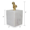 Jemi Decorative Jewellery Box | Gold Bust Accent | 8" White Marble