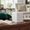 Jemi Decorative Jewellery Box | Gold Bust Accent | 8" White Marble