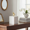Jemi Decorative Jewellery Box | Gold Bust Accent | 8" White Marble
