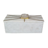 Decorative Storage Box with Gold Amethyst Handle | 8" White Marble